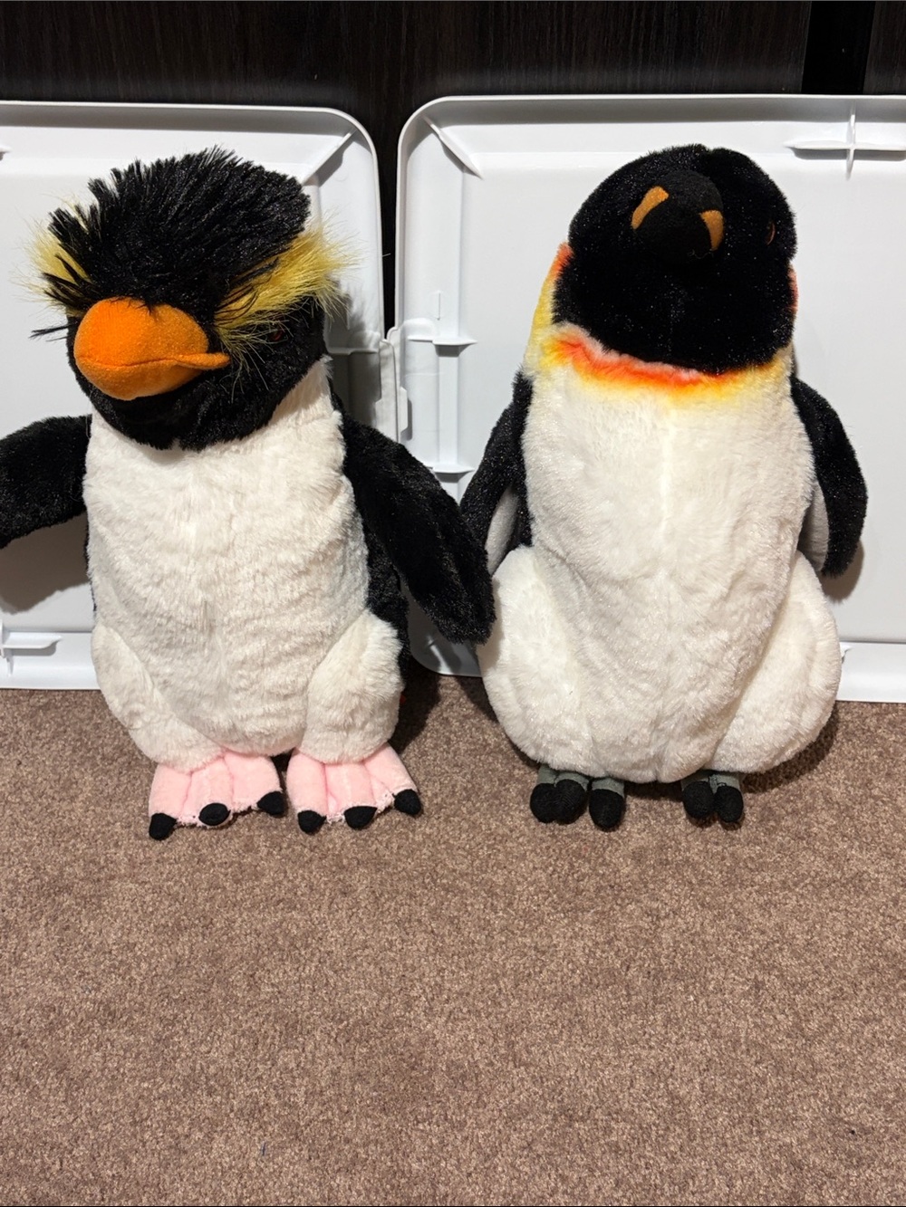 Plush Penguin pair - Black, White & Orange